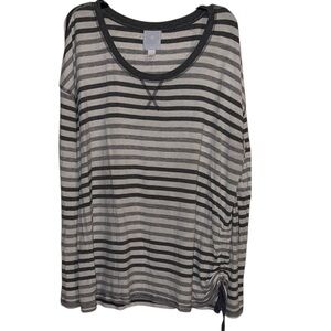 🌹Sunday Striped Gray Top